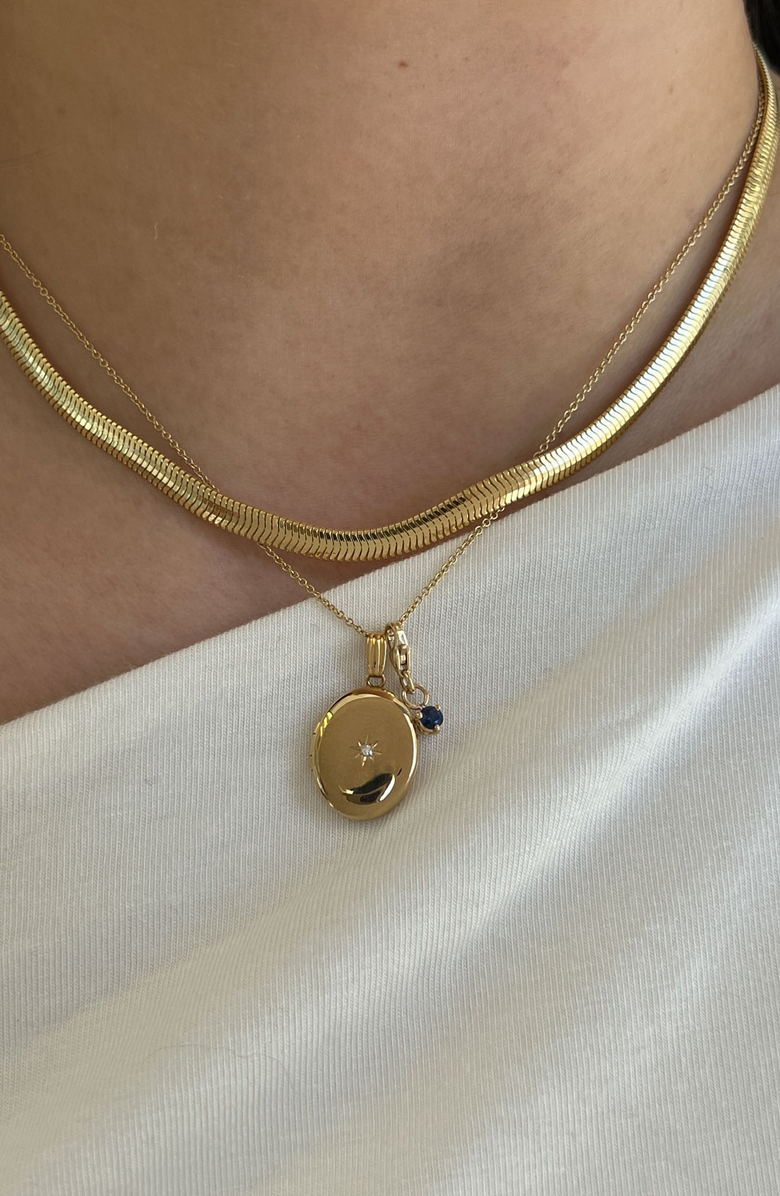 Kinn Maison Oval Locket Necklace Diamond, Alternate, color, Gold - Micro Rolo Chain