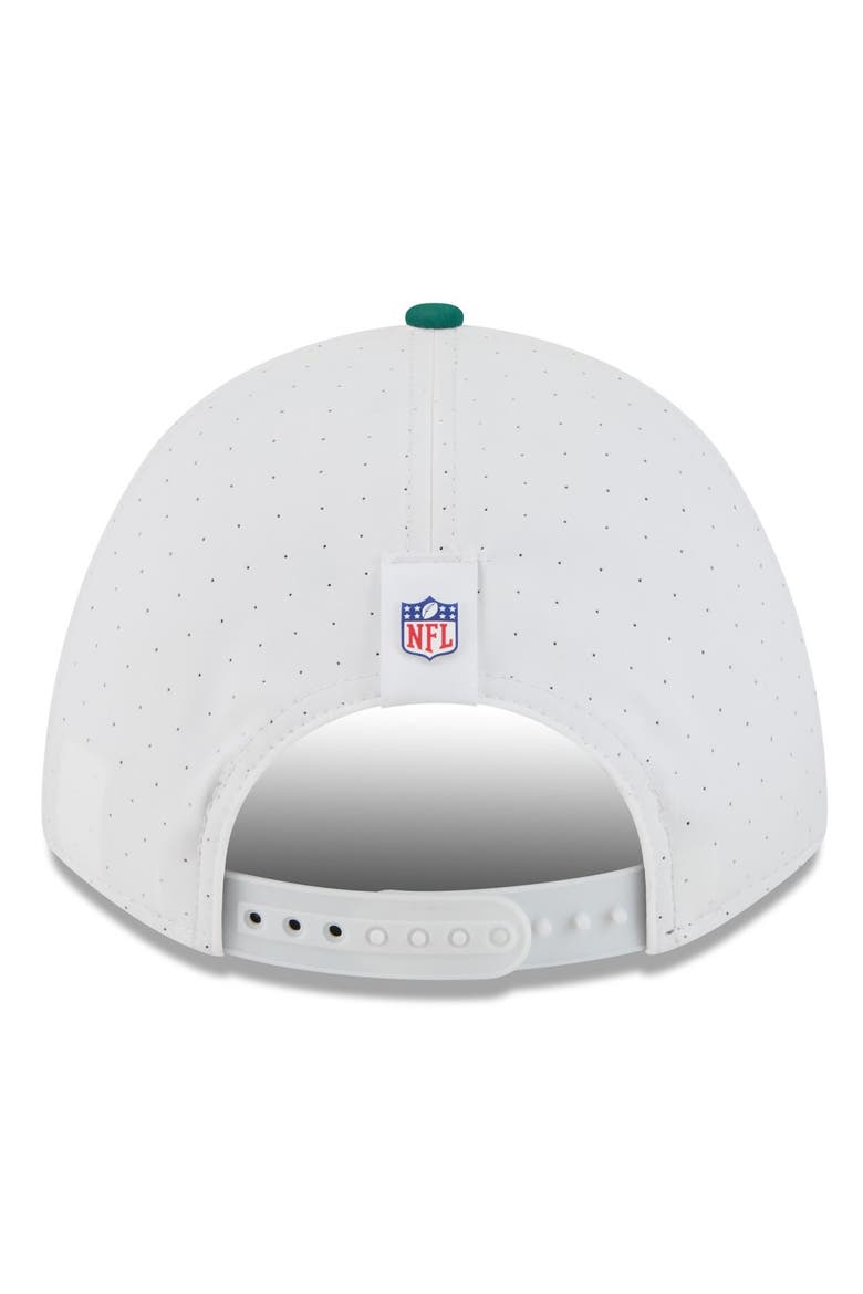 Men's New Era  White/Green New York Jets 2025 NFL Training Camp A-Frame 9FORTY Adjustable Hat, Alternate, color, White