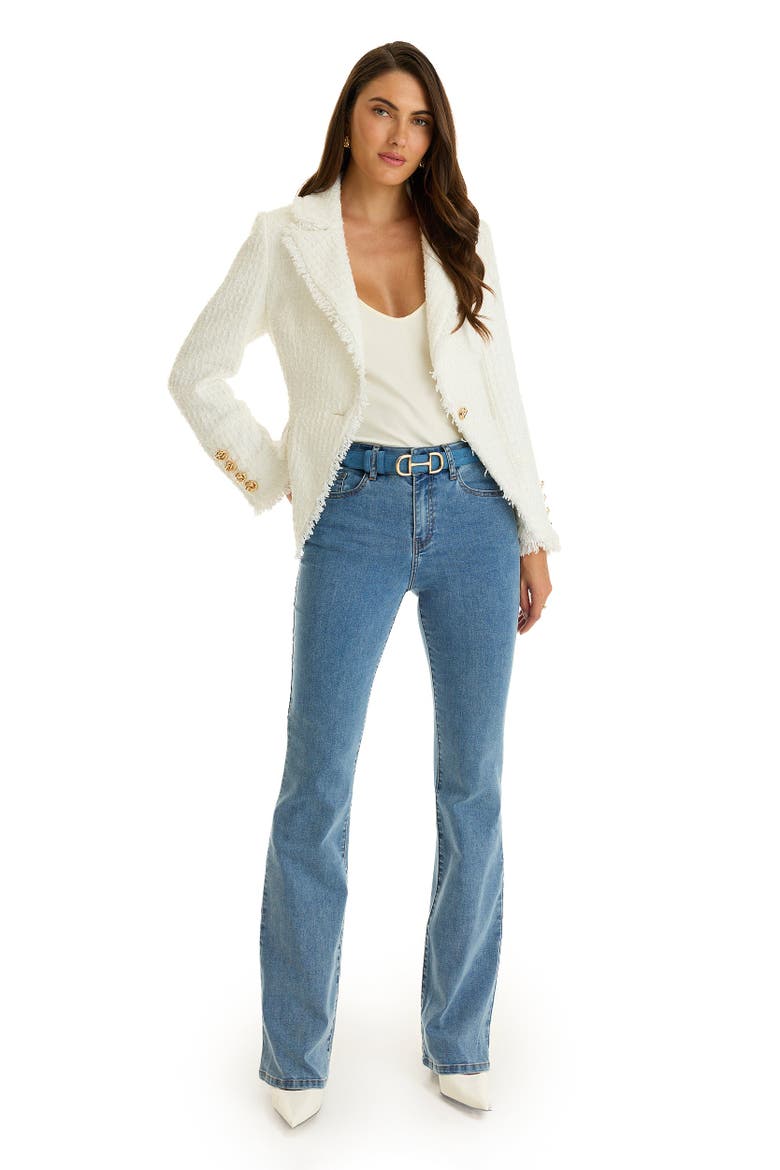 Giselle Single-Breasted Tweed Blazer, Alternate, color, White