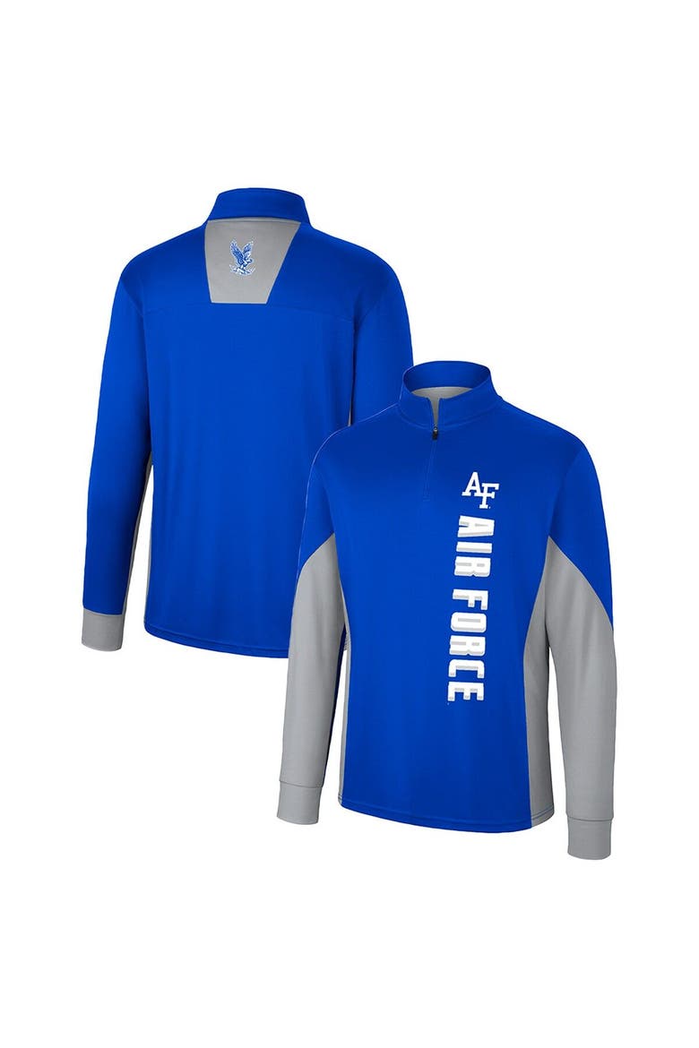 Men's Colosseum Royal Air Force Falcons Bart Quarter-Zip Windshirt, Alternate, color, Royal