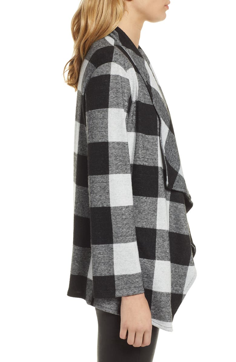 BB Dakota by Steve Madden BB Dakota Checking It Open Front Knit Jacket, Alternate, color,