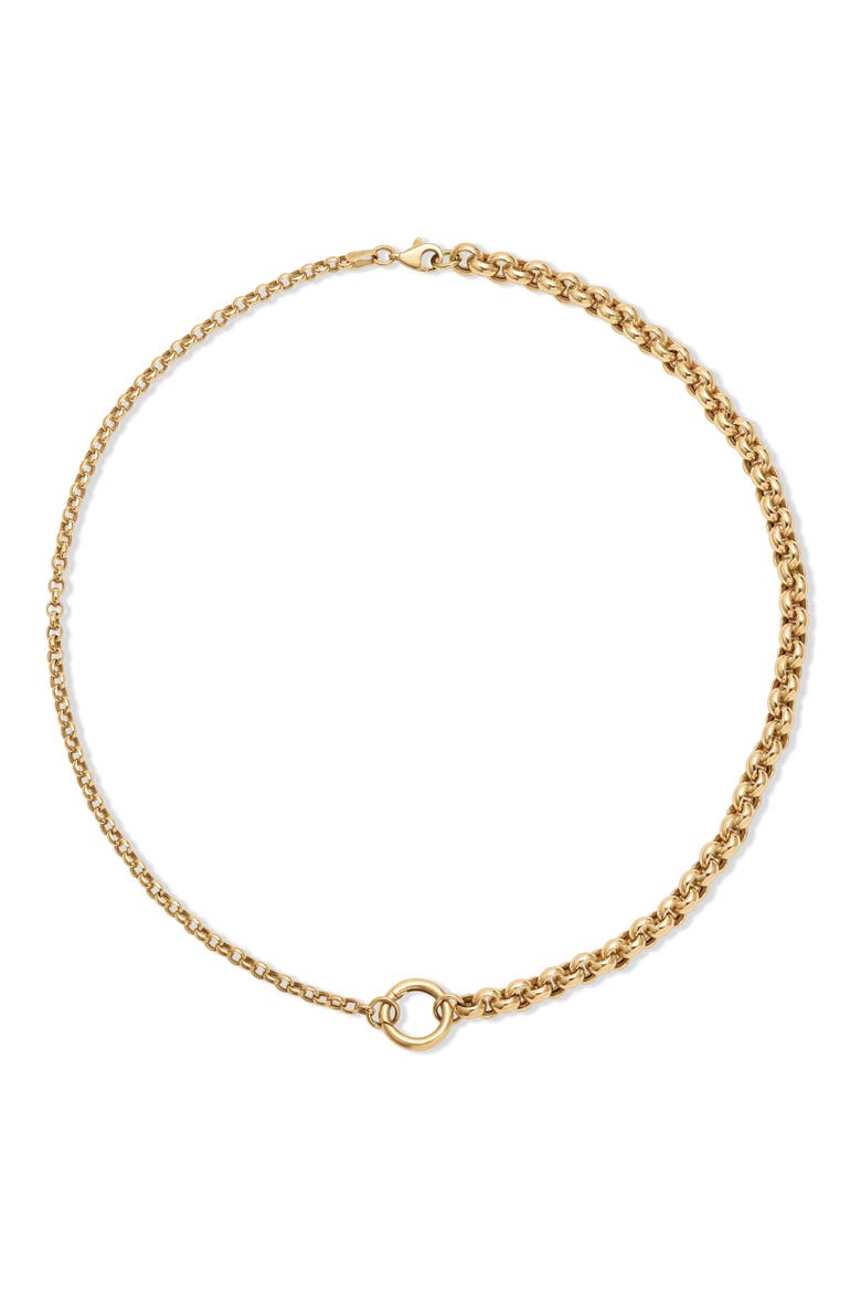 Half & Half 14K Gold Rolo Chain Necklace, Alternate, color, 14K YELLOW GOLD
