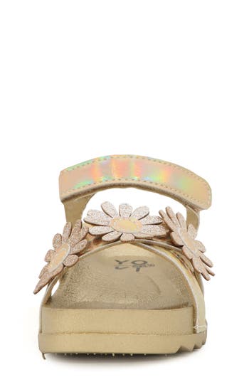 Yoki Kids' Metallic Flower Sandal In Brown