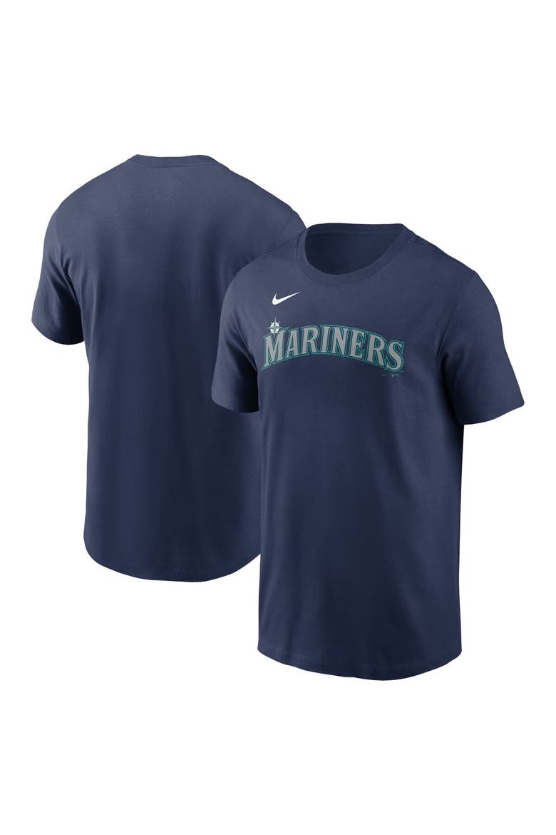 Men's Nike Navy Seattle Mariners Fuse Wordmark T-Shirt, Main, color, Navy