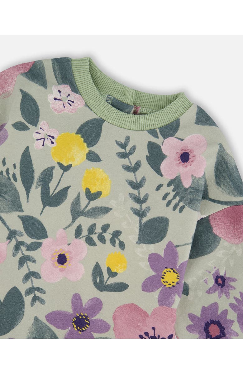 Deux par Deux Stretch Fleece Dress, Alternate, color, Sage Floral