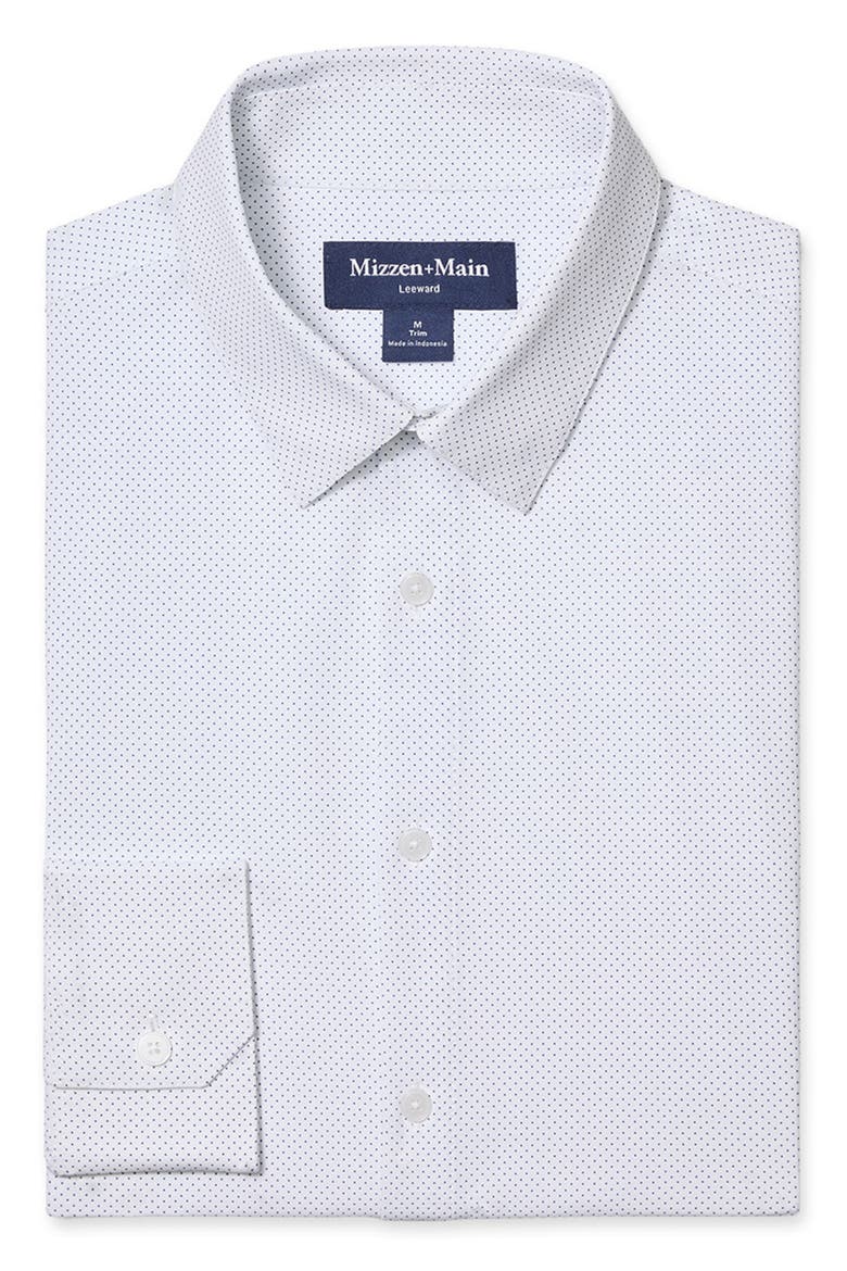 Leeward Trim Fit Micro Dot Performance Button-Up Shirt, Alternate, color, NAVY MICRO DOT