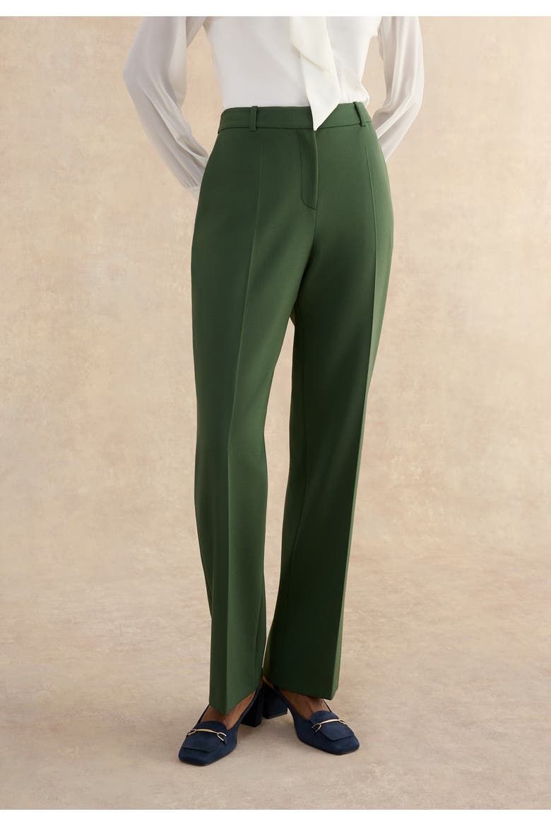 Bess High Waisted Straight Leg Trousers, Main, color, Khaki