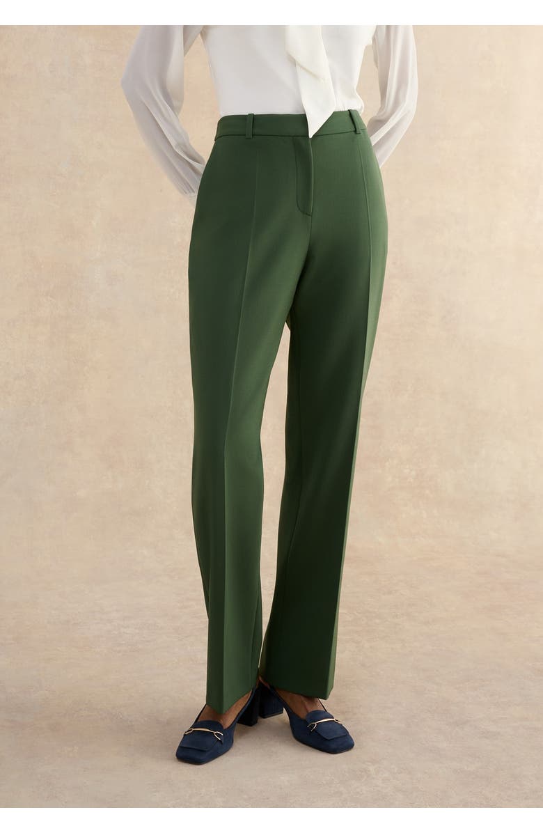 HOBBS LONDON Bess High Waisted Straight Leg Trousers, Main, color, Khaki