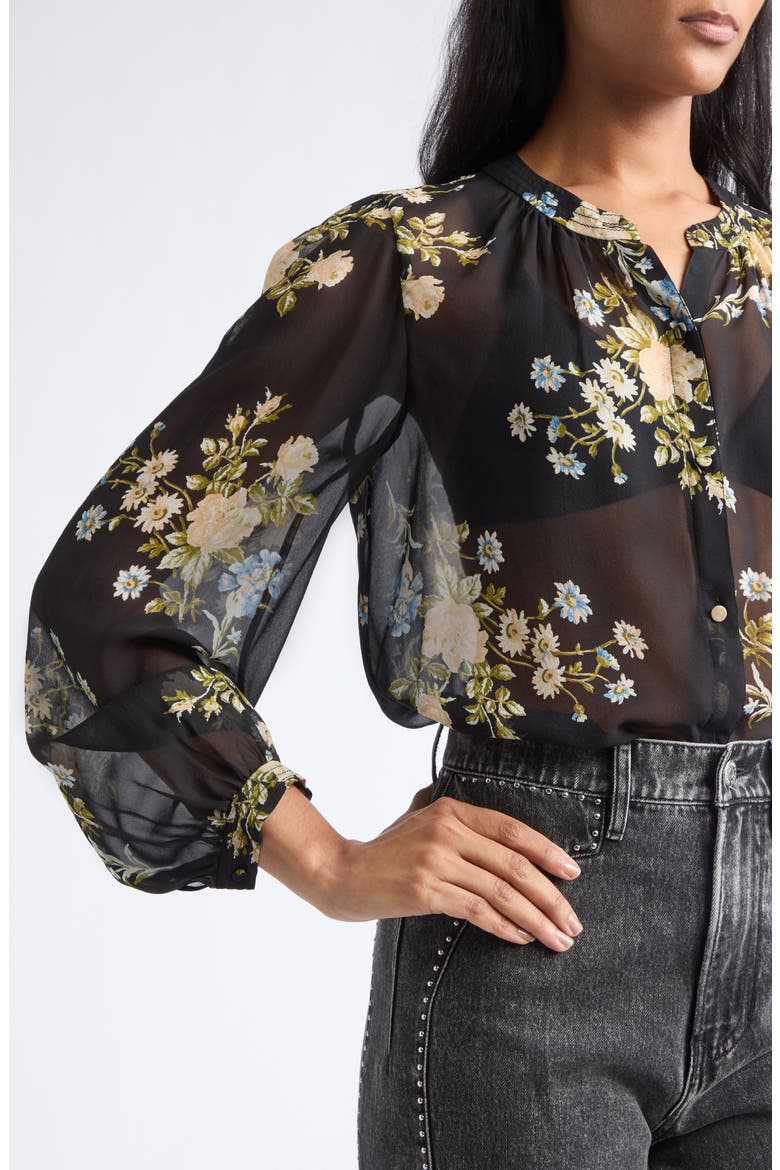 Ashlynn Silk Chiffon Blouse, Alternate, color, BLACK MULTI