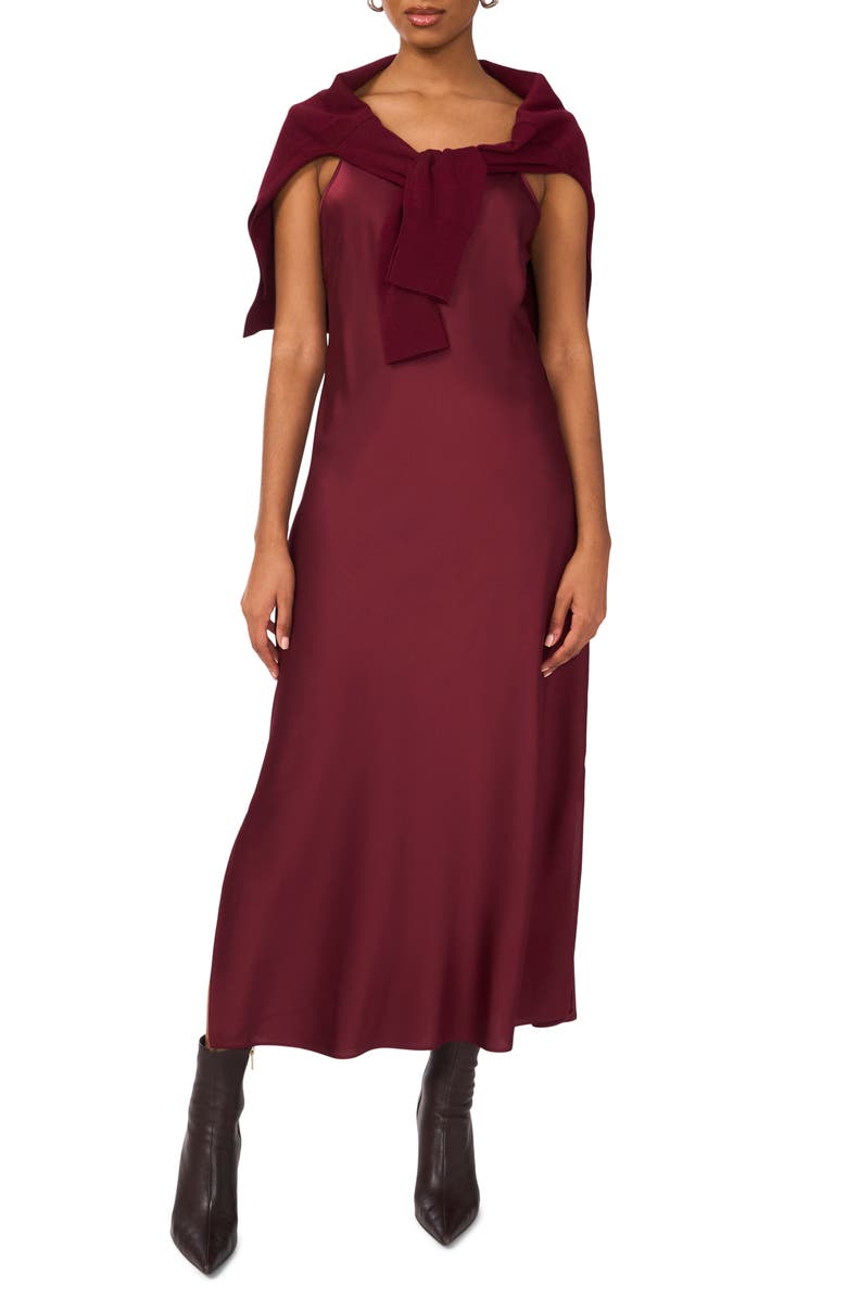 Halogen<sup>®</sup> Turtleneck Sweater & Satin Slipdress Set, Alternate, color, Zinfandel