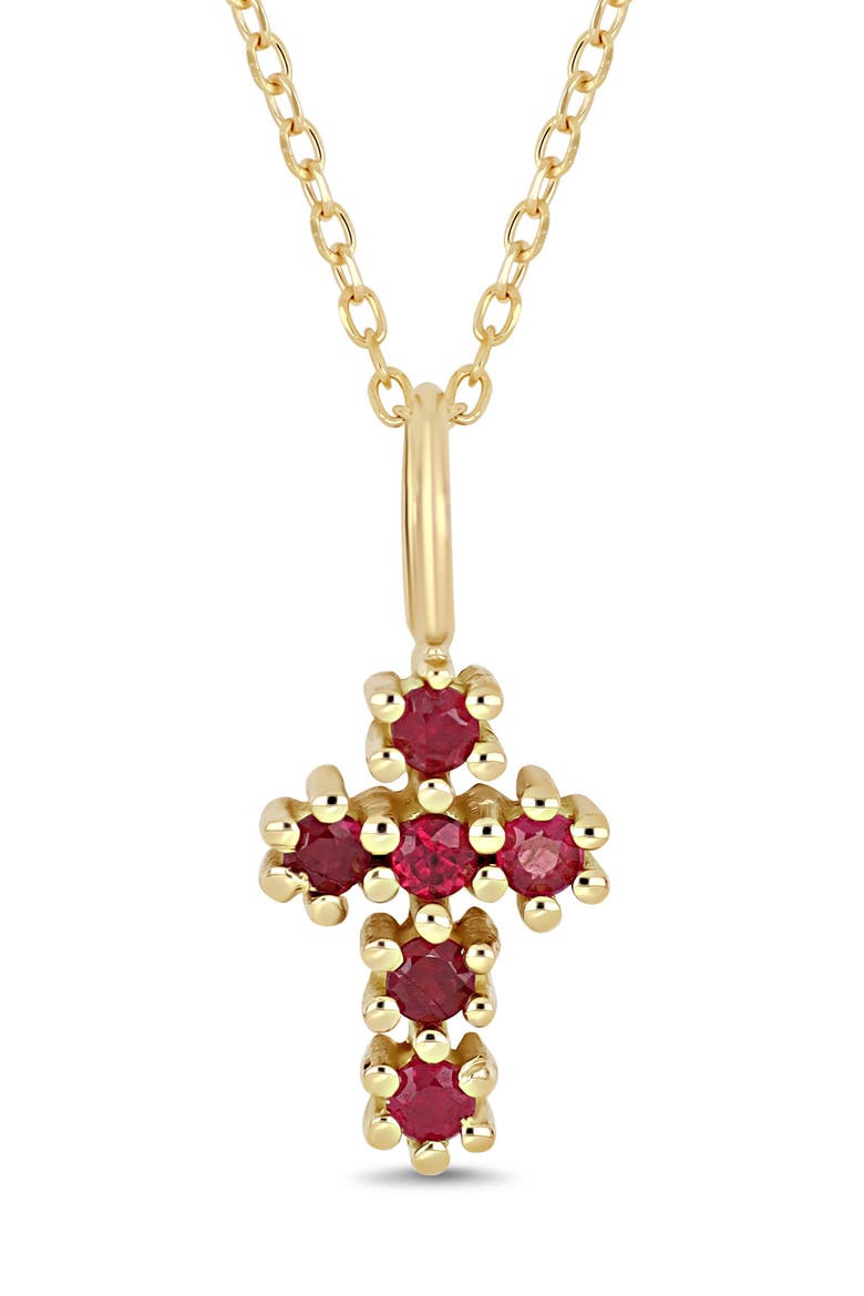El Mar Ruby Cross Pendant Necklace, Alternate, color, 18K RUBY