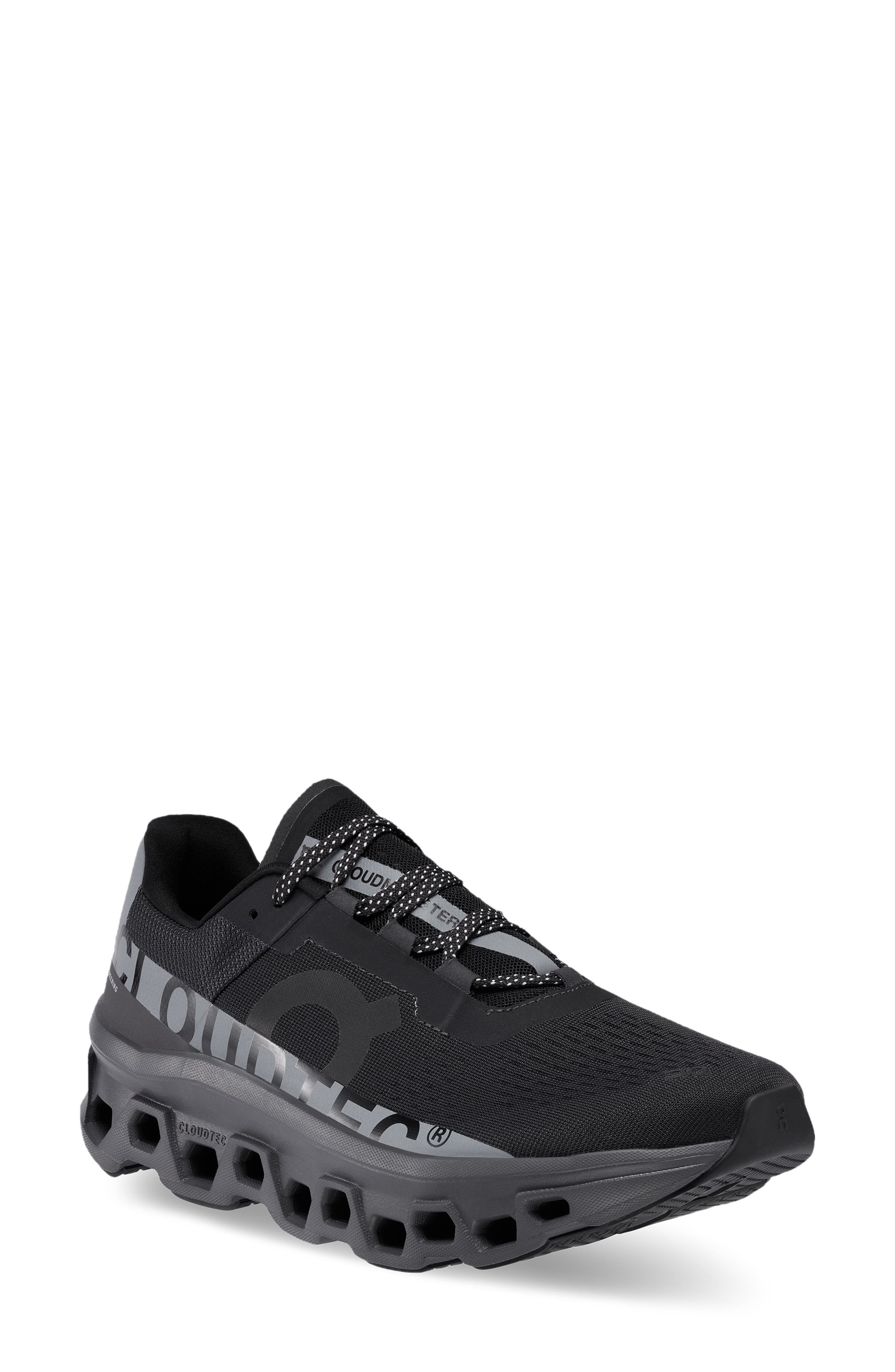 On Cloudmonster Lumos Running Shoe, Main, color, Black