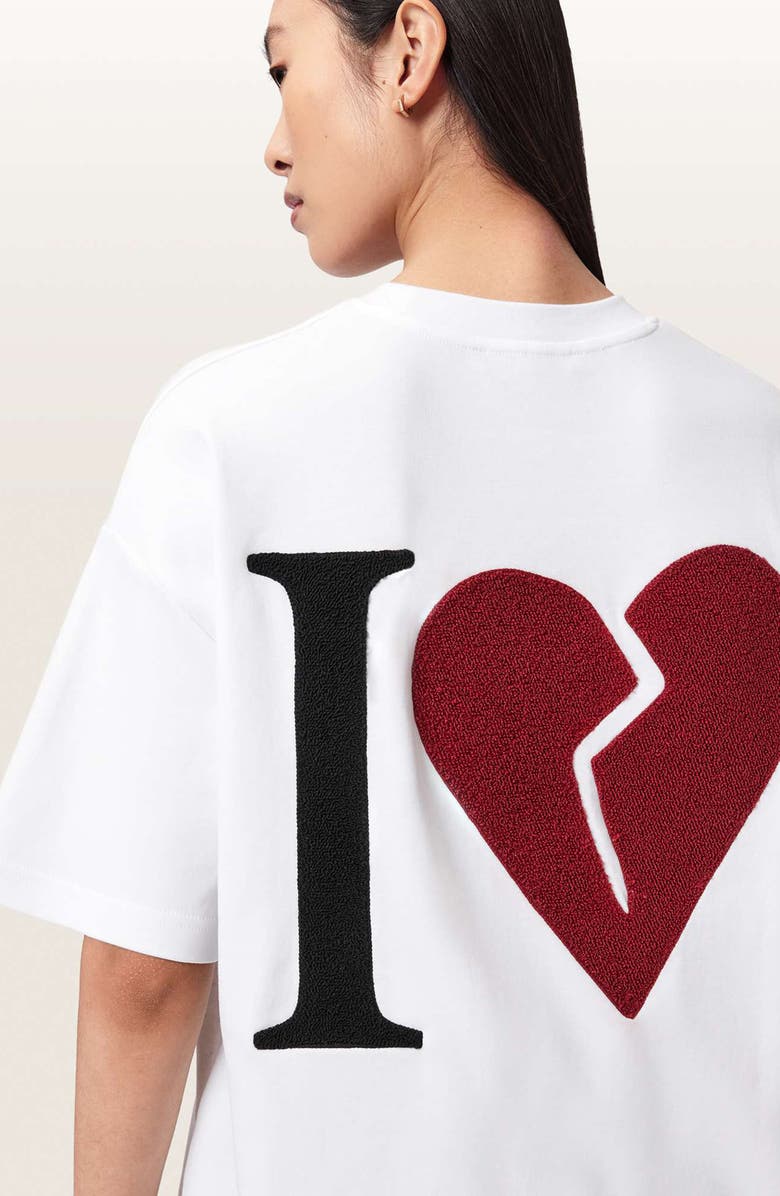 AllSaints Heart Etta Appliqué T-Shirt, Alternate, color, Optic White