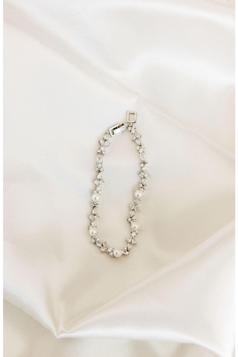 Opulent Pearl and Crystal Bracelet, Alternate, color, Silver