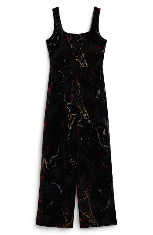 Desigual Marbleized Metallic Overalls In Black