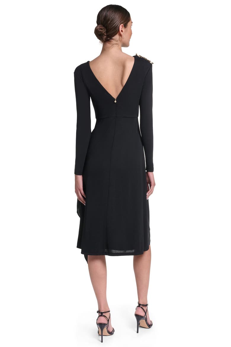 Long Sleeve Draped Jersey Dress, Alternate, color, Black