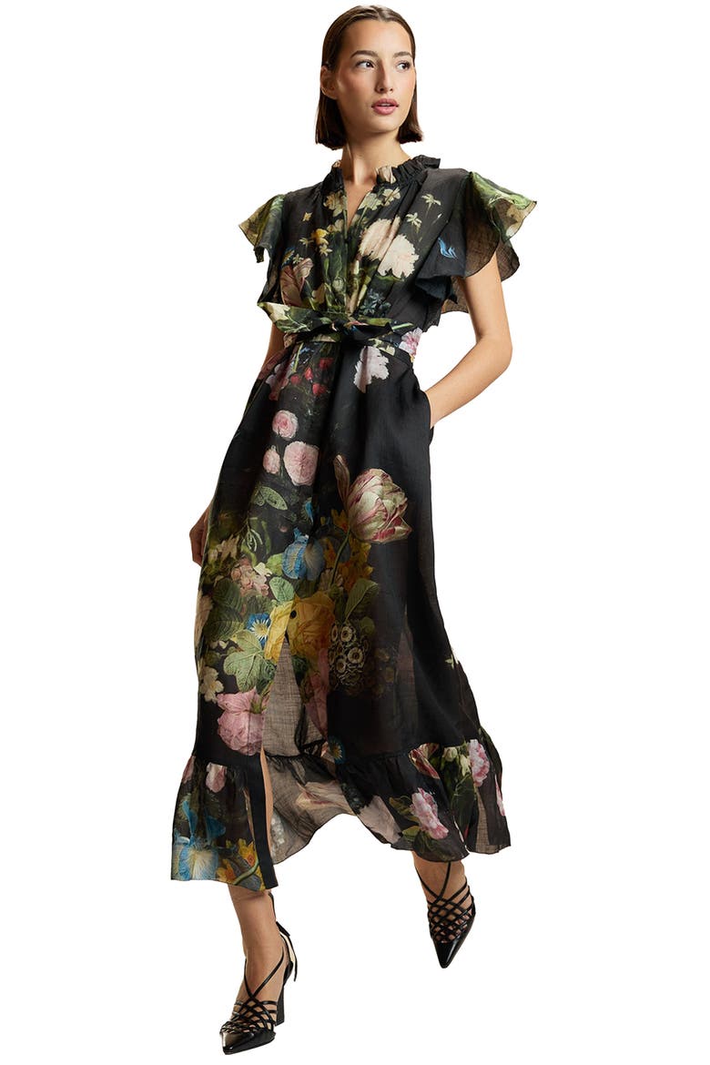 Ramie Kaftan, Alternate, color, Black