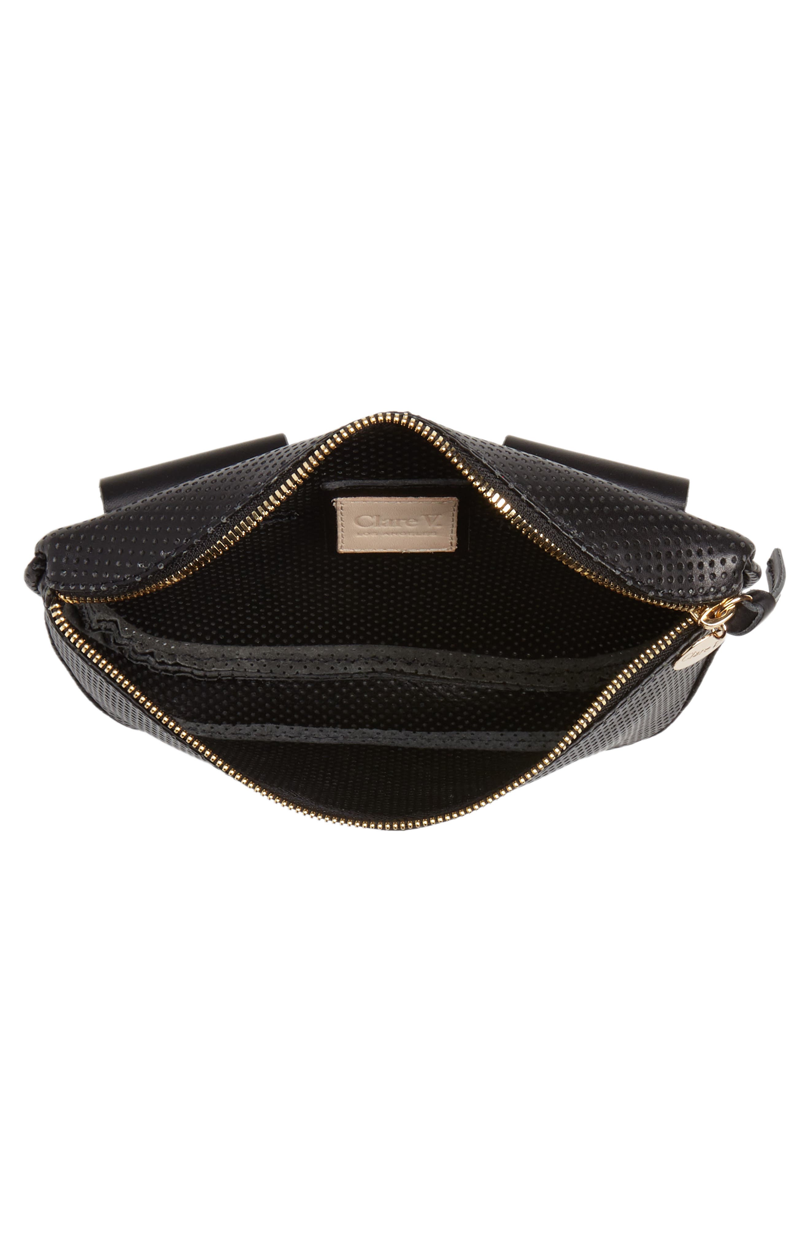 Clare V. Perforated Leather Fanny Pack, Alternate, color, 