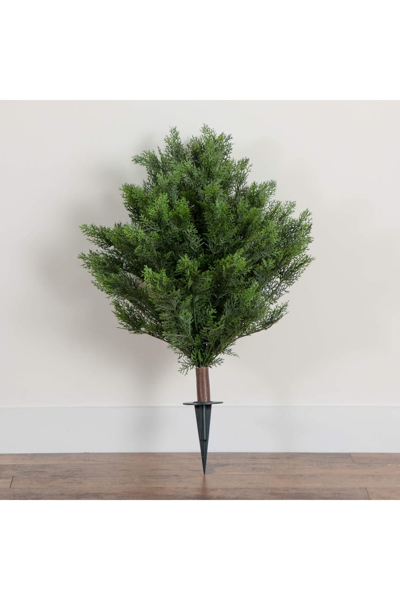 3-ft UV Resistant Artificial Cedar Bush with Integrated Ground Stake, Alternate, color, Green
