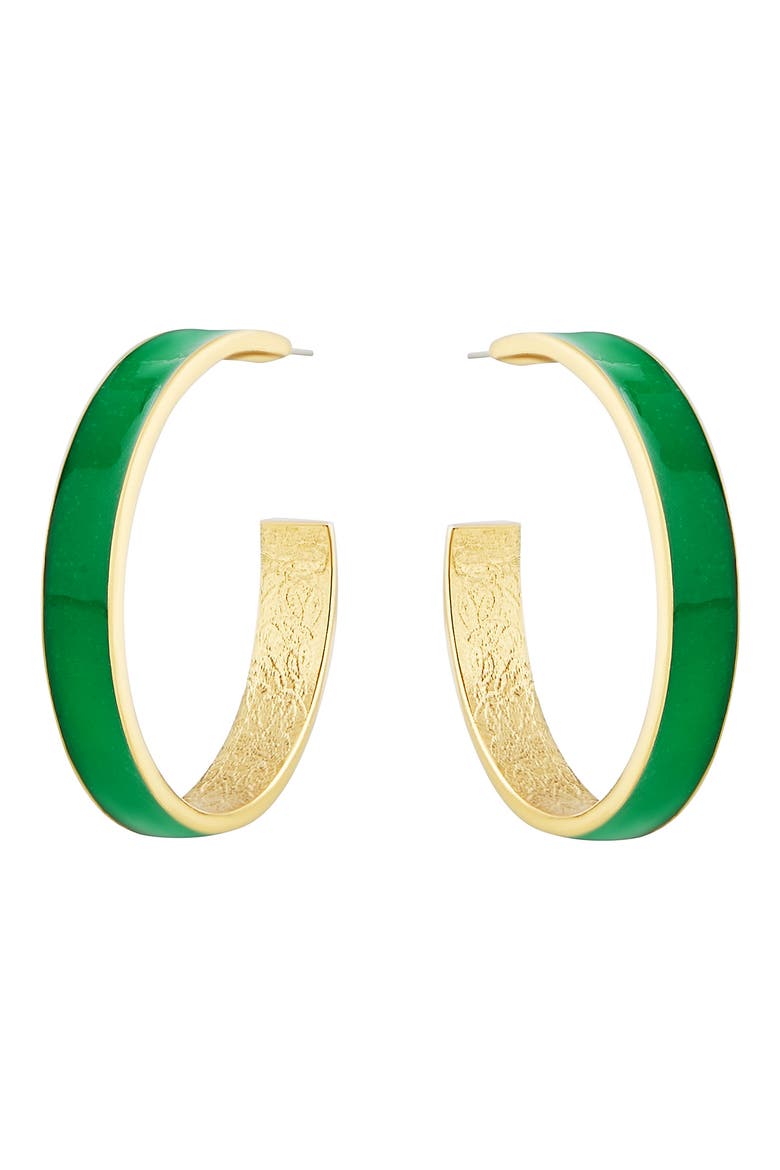 Enamel Hoop Earrings, Main, color, KELLY