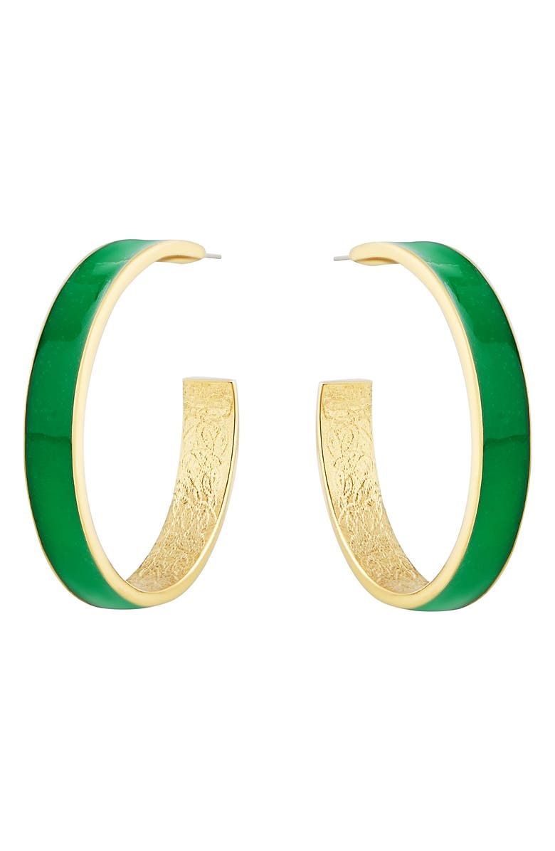 Oscar de la Renta Enamel Hoop Earrings, Main, color,