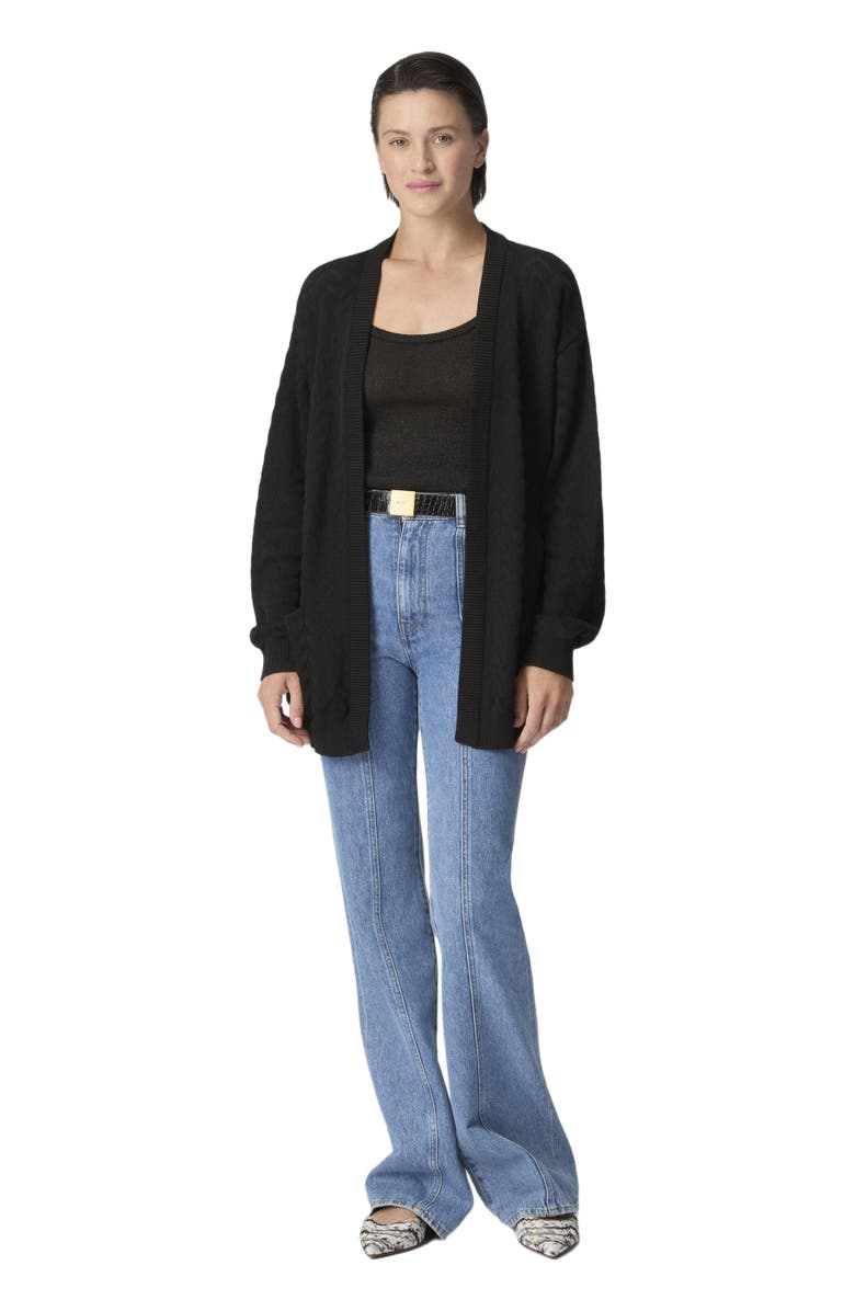 Missoni Chevron Cotton And Viscose Cardigan With Belt, Main, color, Black