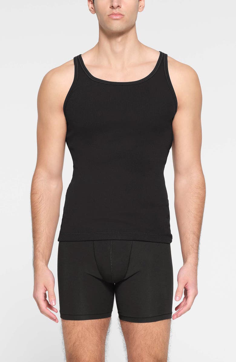 SKIMS 3-Pack Rib Stretch Cotton Tanks, Main, color, Onyx