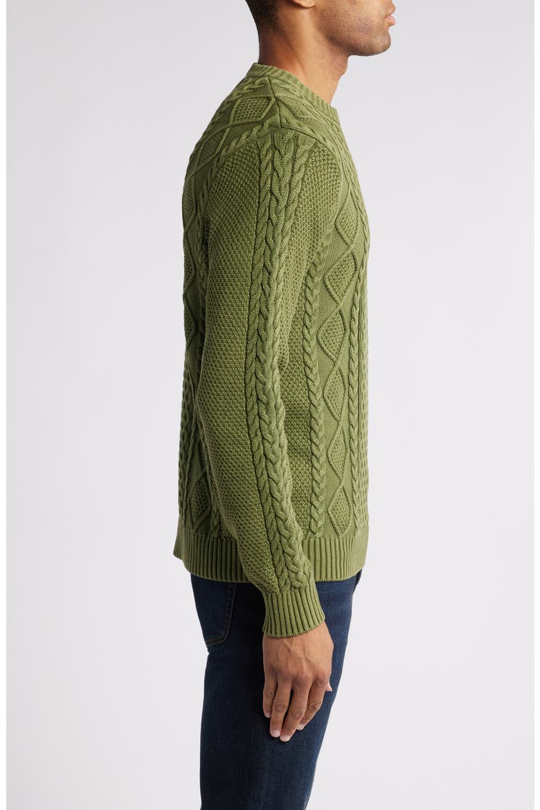 Stonewash Cable Stitch Sweater, Alternate, color, OLIVE