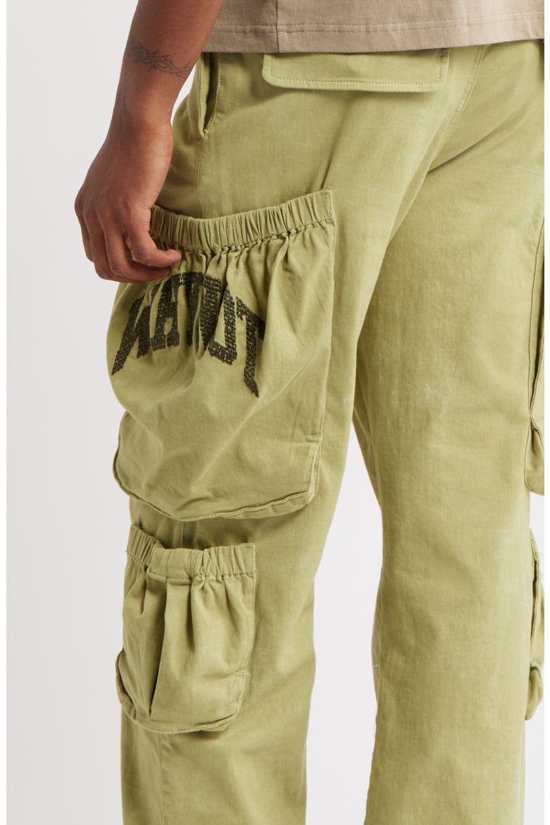 Wide Leg Cotton Twill Cargo Pants, Alternate, color, GREEN