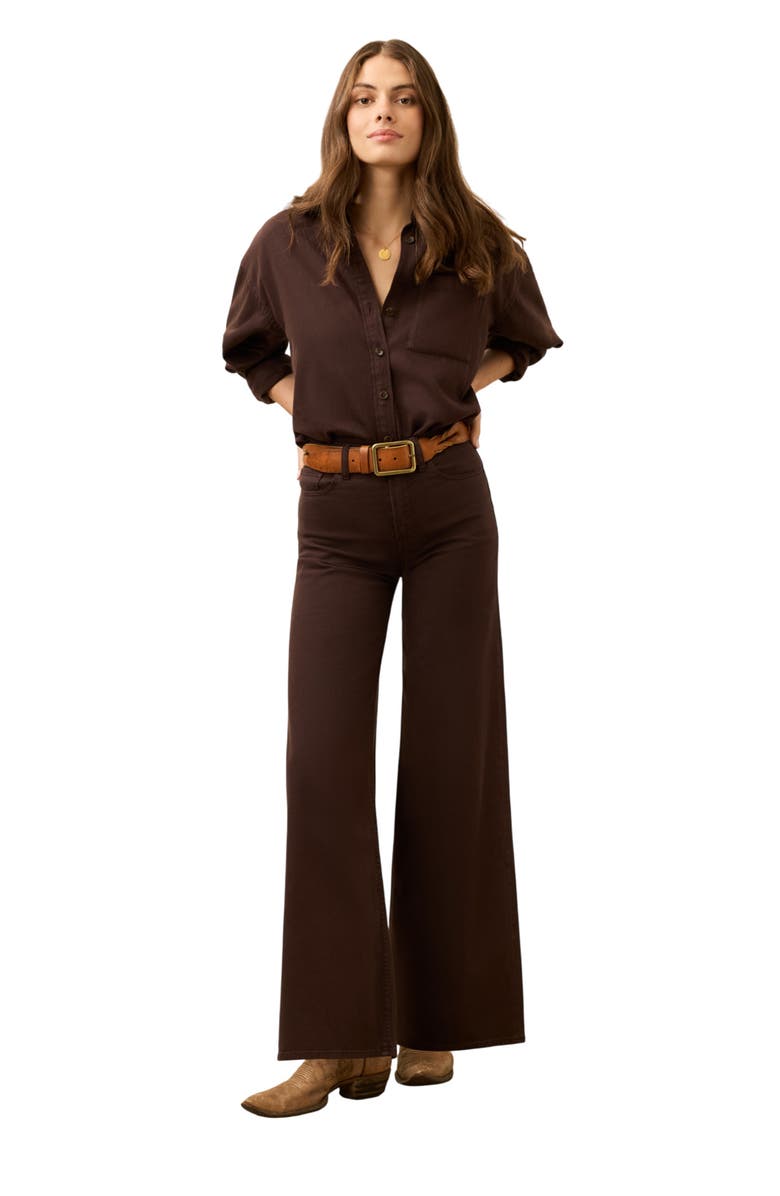 Faherty Saturday High Waist Wide Leg Jeans, Alternate, color, Chocolate Brown