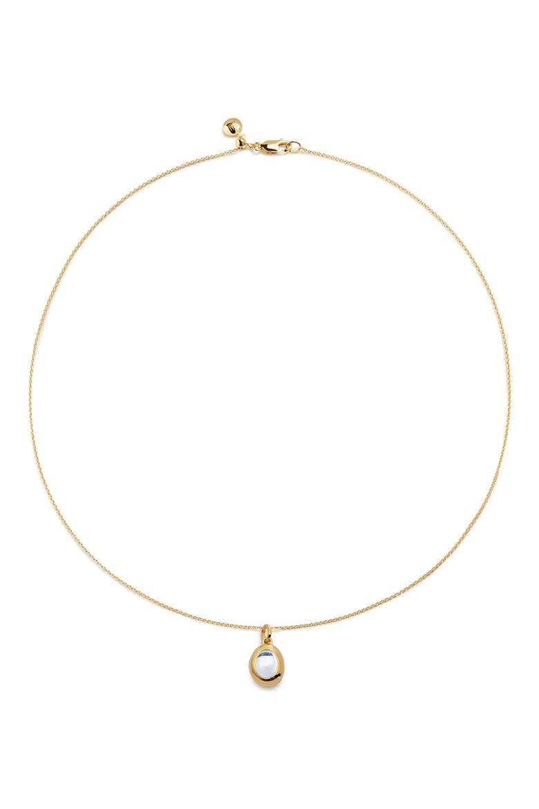 Birthstone Locket Necklace, Main, color, 18CT GOLD / ROCK CRYSTAL