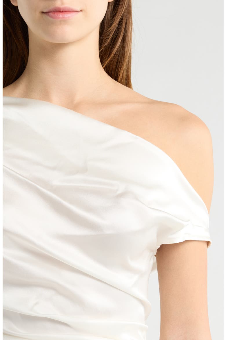 Phare One-Shoulder Stretch Silk Top, Alternate, color, IVORY