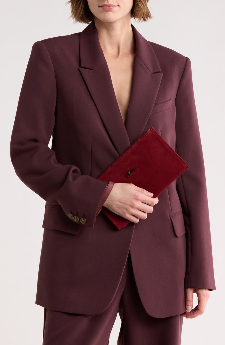 Longchamp Leather Wristlet, Alternate, color, Burgundy