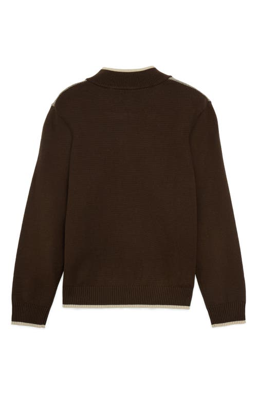X-ray Xray Kids' Raw X Shoulder Detail Quarter Zip Sweater In Brown