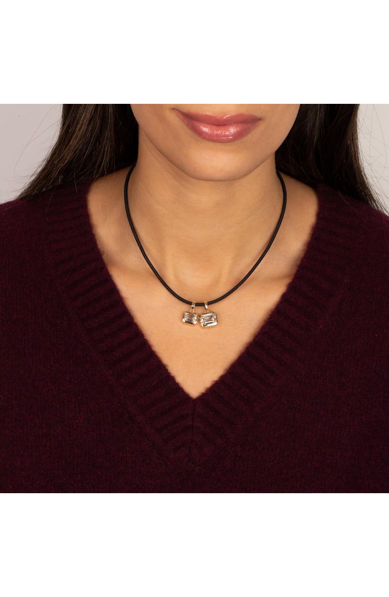 BY ADINA EDEN Lab Grown Diamond Emerald Beaded Leather Chain Necklace 14K, Alternate, color, Black - 2 Carat