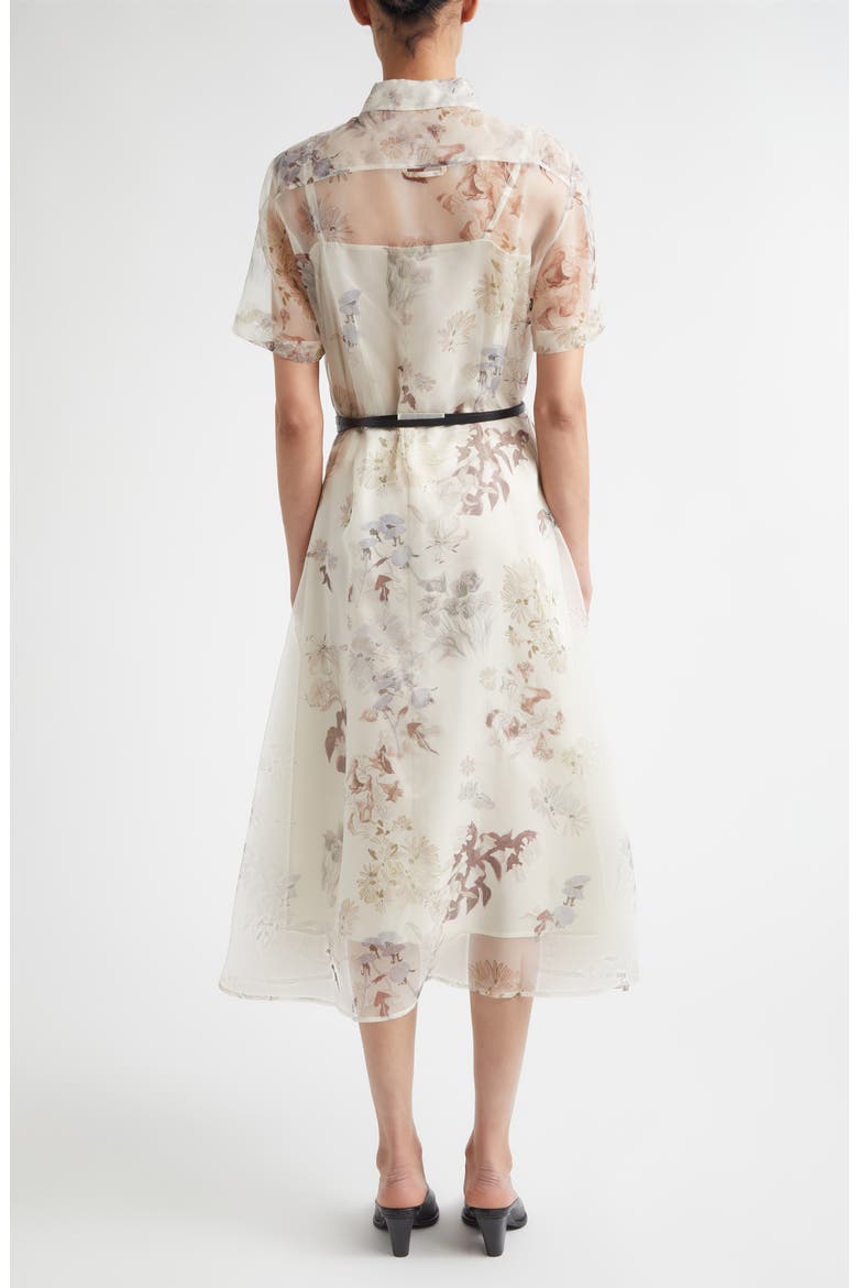 Kiera Floral Belted Silk Organza Shirtdress, Alternate, color, IVORY FLOWERS