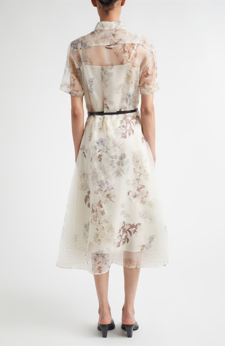 Altuzarra Kiera Floral Belted Silk Organza Shirtdress, Alternate, color, Ivory Flowers
