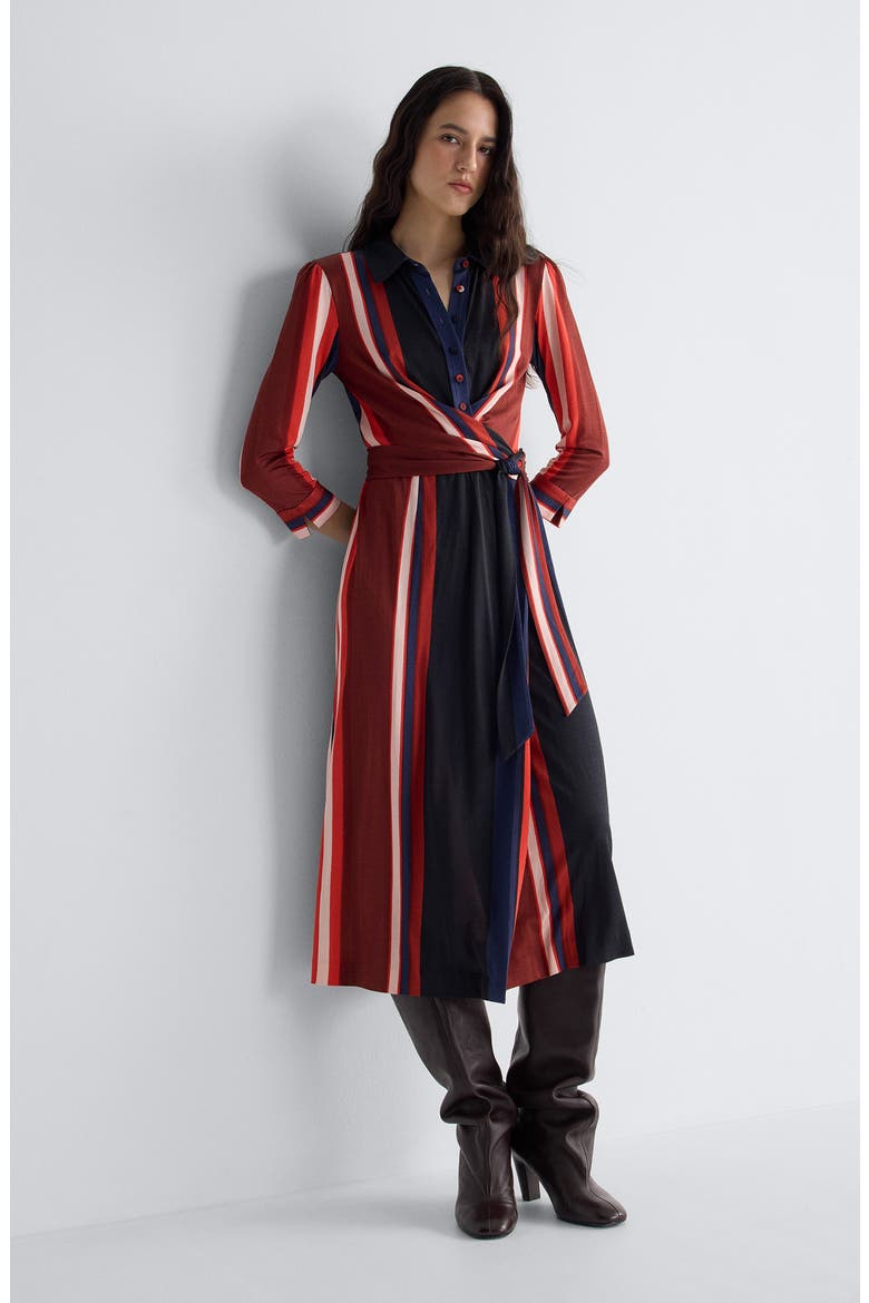 Sana Two Stripe Midi Wrap Dress, Alternate, color, PAGLIA STRIPE OXIDE