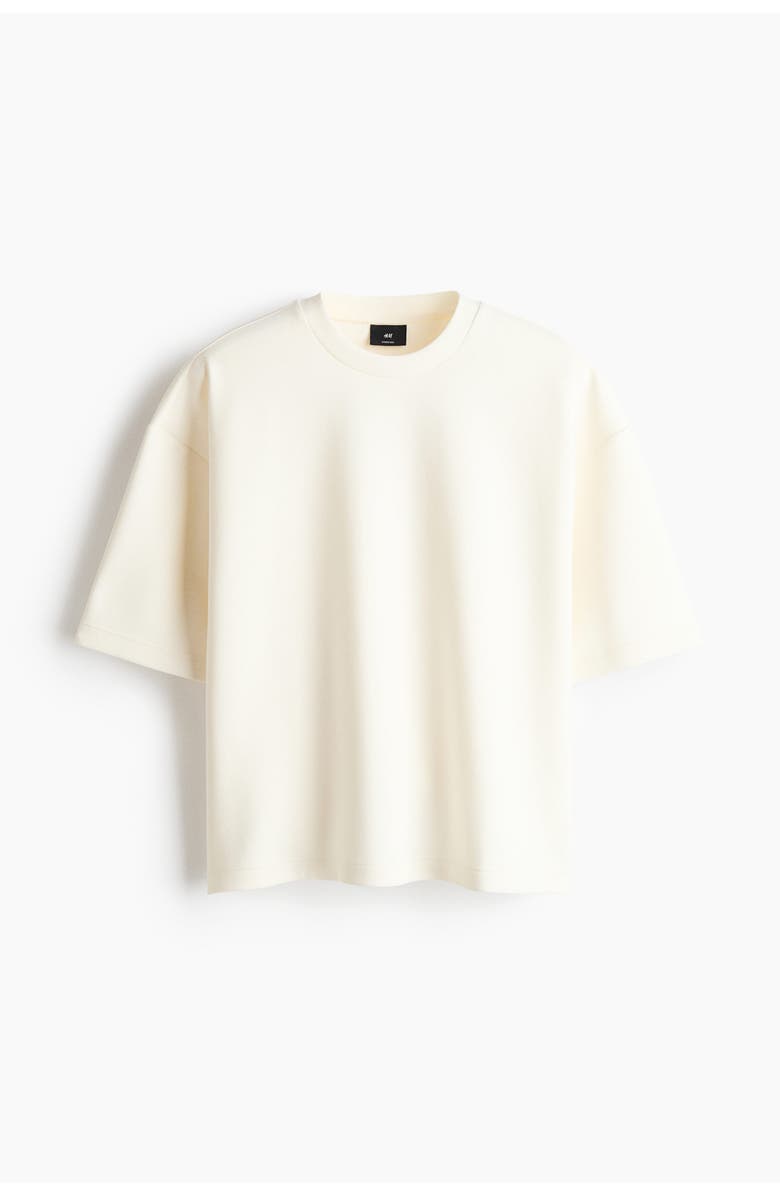 H&M Oversized Fit Scuba Knit T-shirt, Alternate, color, Cream