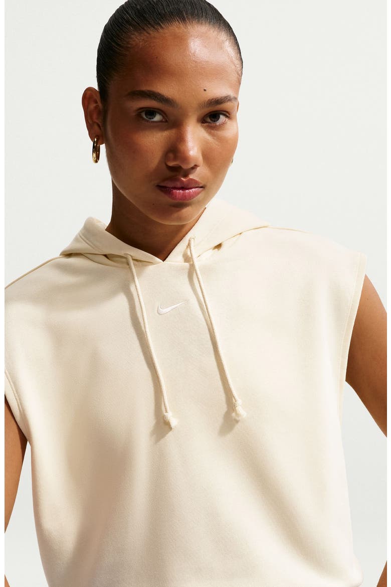 Phoenix Cap Sleeve Cotton Blend Hoodie, Alternate, color, ALABASTER/ SAIL
