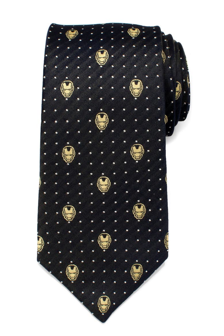'Iron Man' Silk Tie, Main, color, GRAY