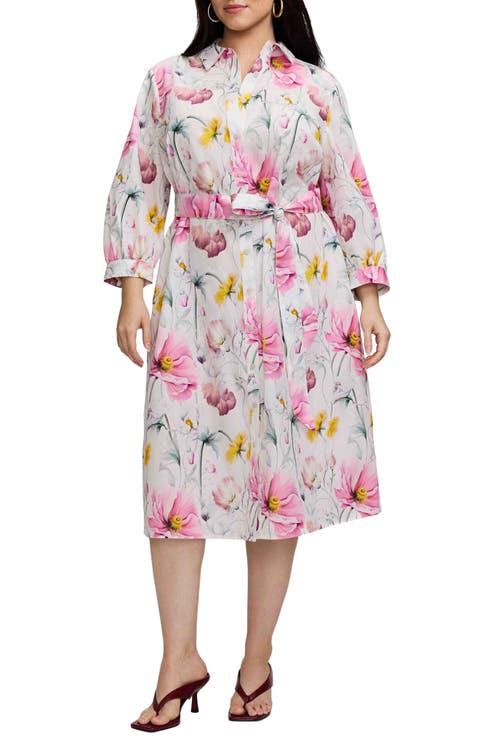 Esther Floral Belted Cotton Shirtdress (Plus)