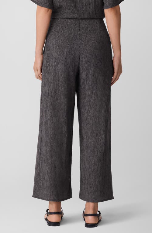 Eileen Fisher Crinkled High Waist Ankle Wide Legs In Gray