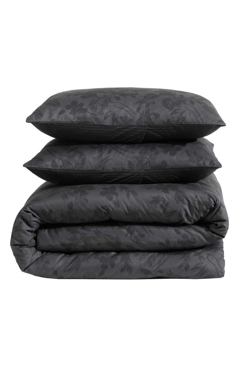 Kenneth Cole New York Floral Silhouette Comforter & Throw Set, Main, color, Charcoal
