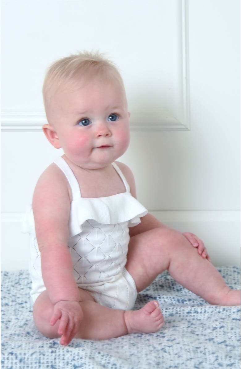 Hope & Henry Baby Ruffle Sweater Romper, Infant, Alternate, color, White Diamond Pointelle