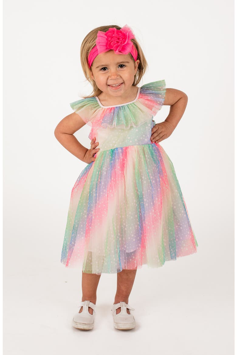 Ruffle Flounce Tulle Dress, Main, color, RAINBOW