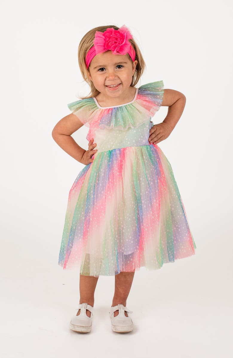 Popatu Ruffle Flounce Tulle Dress, Main, color, Rainbow