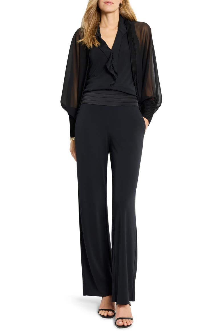 Chiffon Crush Mixed Media Cardigan, Alternate, color, BLACK ONYX