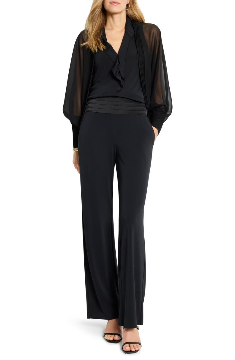 NIC+ZOE Chiffon Crush Mixed Media Cardigan, Alternate, color, Black Onyx