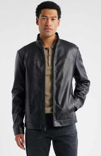Nordstrom Stand Collar Leather Bomber Jacket